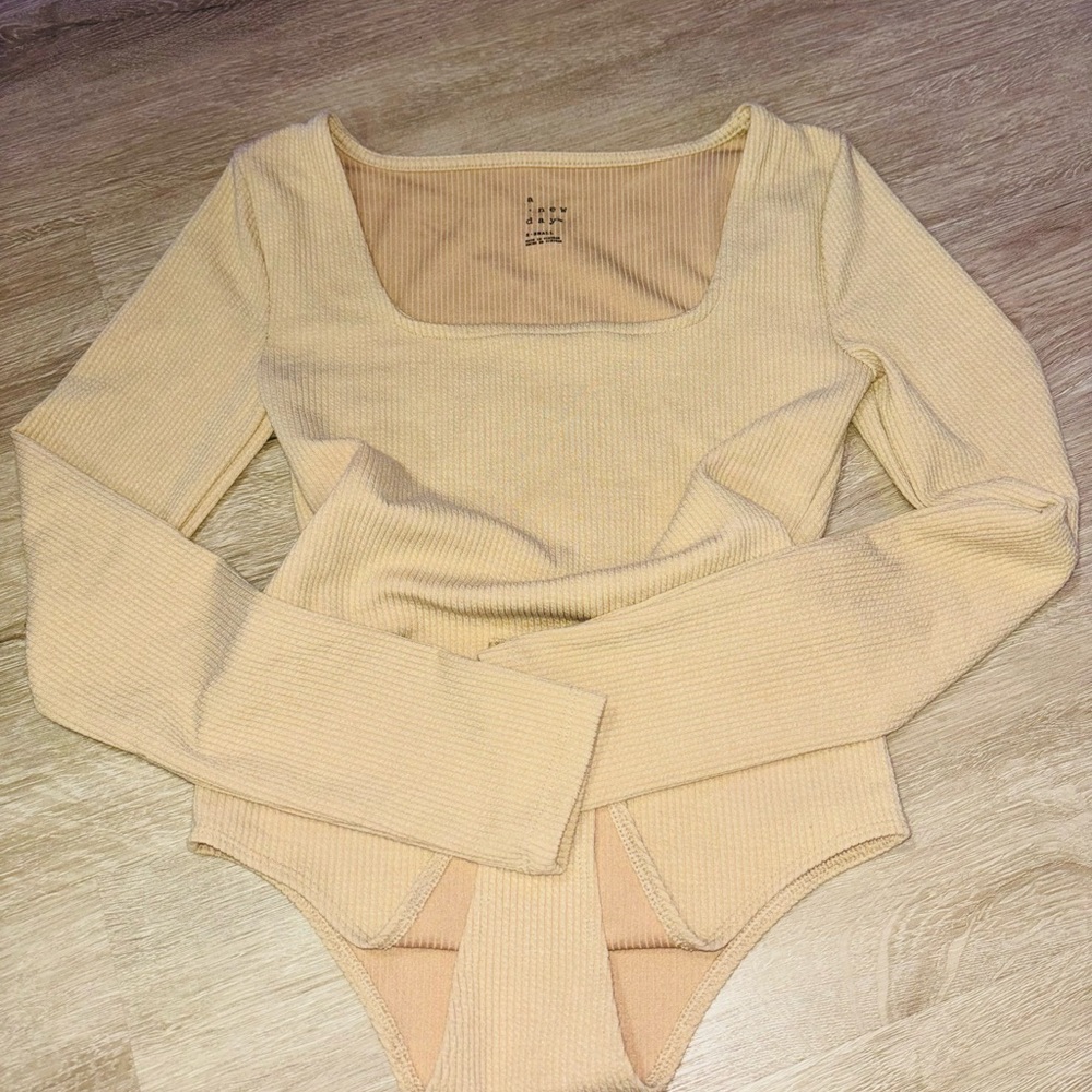 Beige Long Sleeve Bodysuit